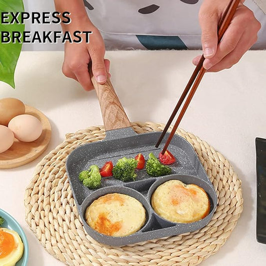 4-Cup Egg Frying Pan, Non-Stick Omelet & Poached Egg Pan with Handle