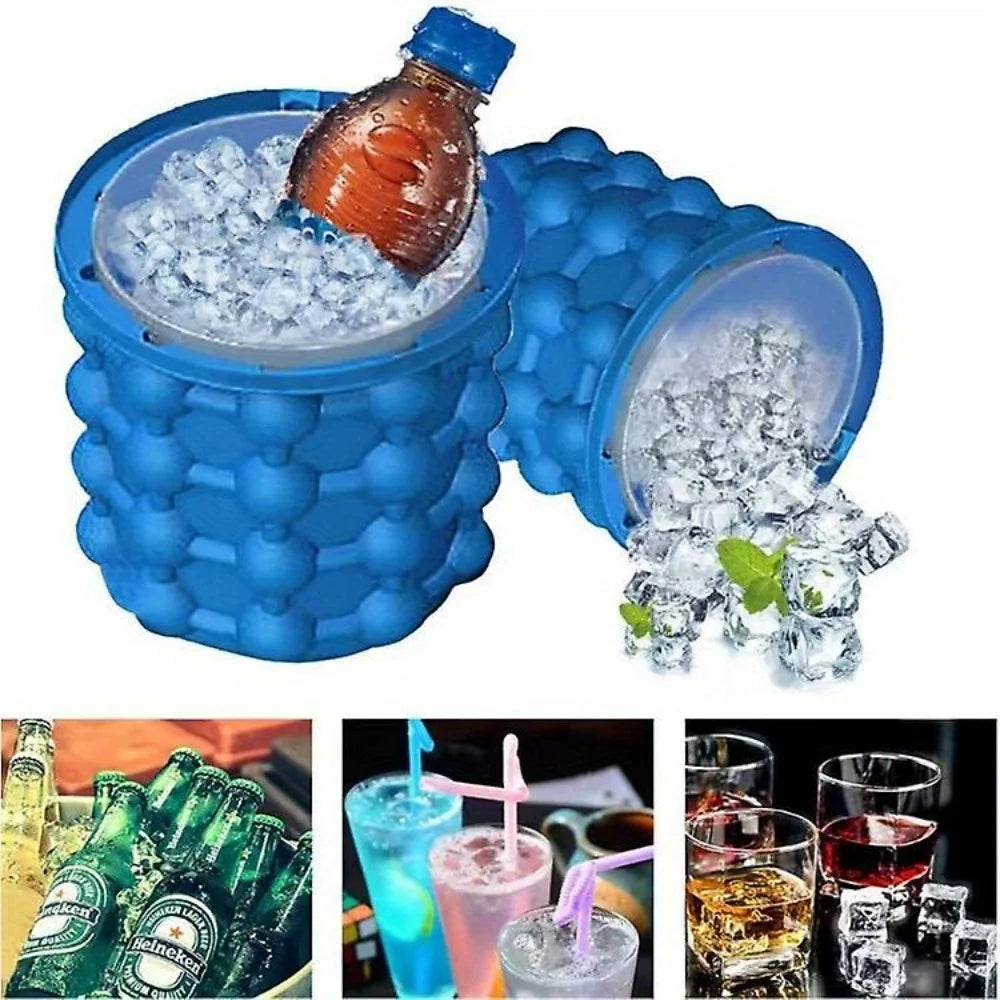 2-in-1 Large Silicone Ice Bucket Mold with Lid Perfect for Bars Clubs Restaurants and Home Use Easy To Clean Drinkware Tools
