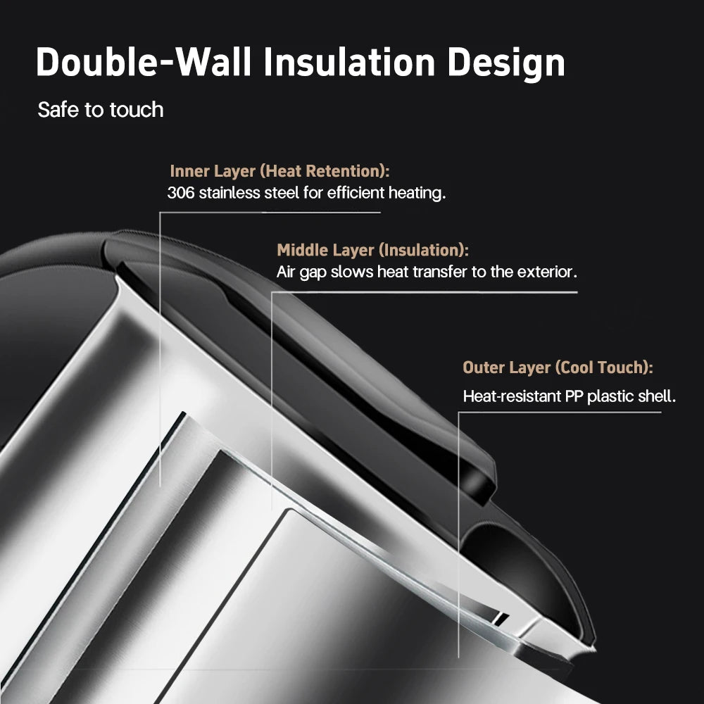 Mini Electric Kettle Tea Coffee Stainless Steel 1000W Portable Travel Water Boiler Pot 0.5L For Hotel Family Trip