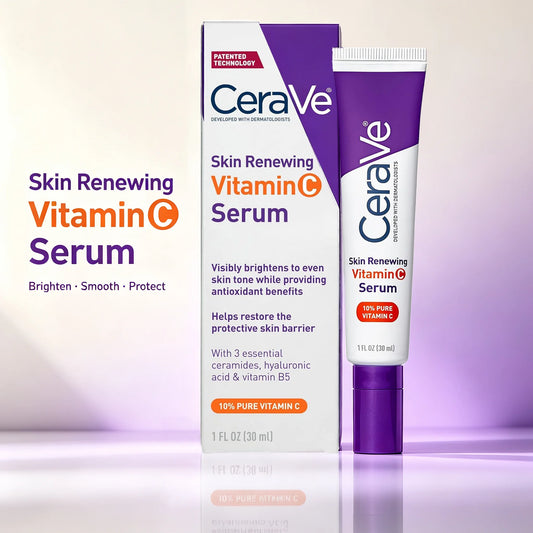 CeraVe Vitamin C Serum 10% Pure Vitamin C, Hyaluronic Acid & 3 Ceramides, Fragrance-Free Facial Brightening Antioxidant Serum, 1 oz
