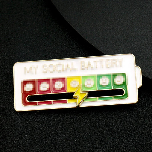 Mood Expression Enamel Pin – Social Battery Badge Brooch for Men & Women