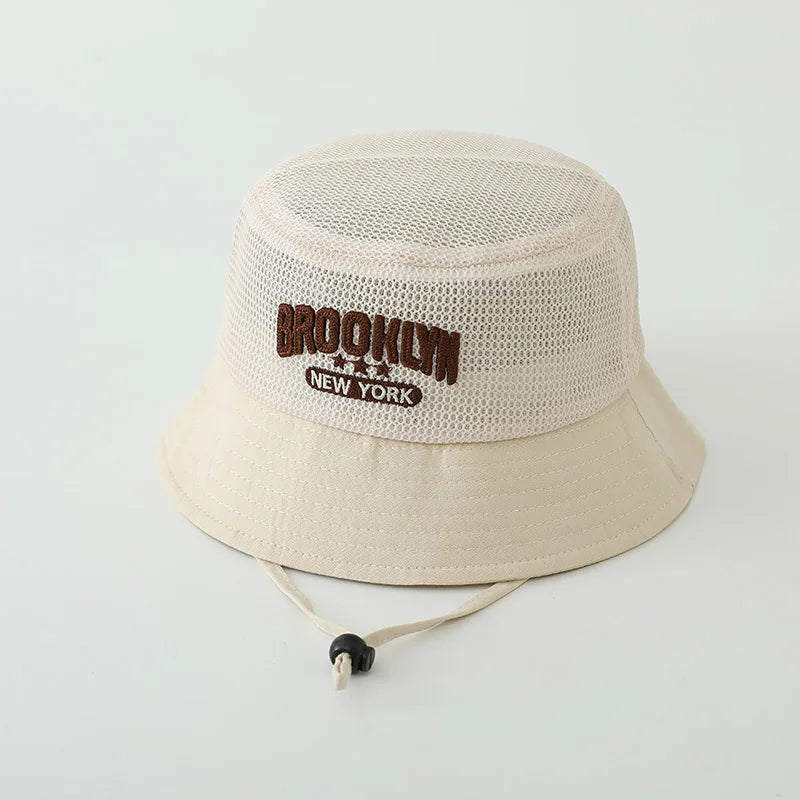 Baby Sun Hat with Embroidered Letter â Breathable Mesh Bucket Hat for Boys and Girls