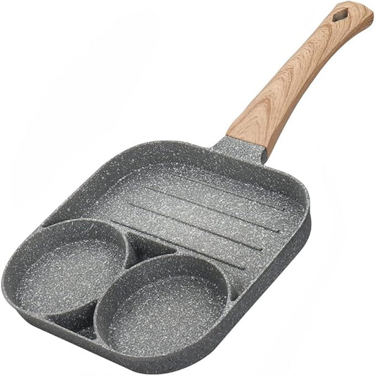 4-Cup Egg Frying Pan, Non-Stick Omelet & Poached Egg Pan with Handle