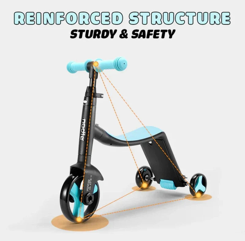 Multifunctional Baby Tricycle, Children's Balance Scooter, Pedal Ride-On Toy