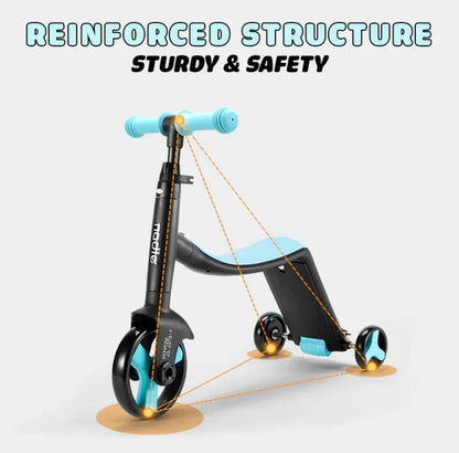 Multifunctional Baby Tricycle, Children's Balance Scooter, Pedal Ride-On Toy