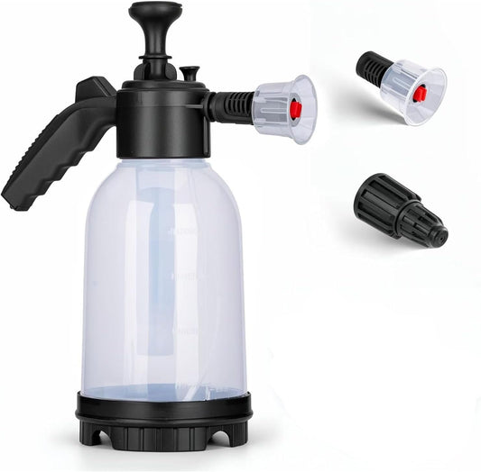 2L Snow Foam Pump Sprayer – Handheld Foam Sprayer with 2 Nozzles for Car Cleaning, Car Wash & Gardening