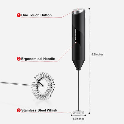 Handheld Electric Milk Frother – Stainless Steel Whisk Coffee Foam Maker for Latte, Cappuccino, Matcha & Hot Chocolate