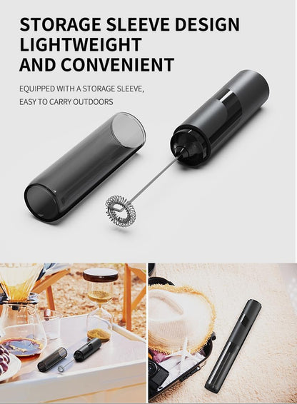 Handheld Electric Milk Frother with Hygiene Cover – Mini Drink Mixer for Coffee, Latte, Cappuccino & Matcha