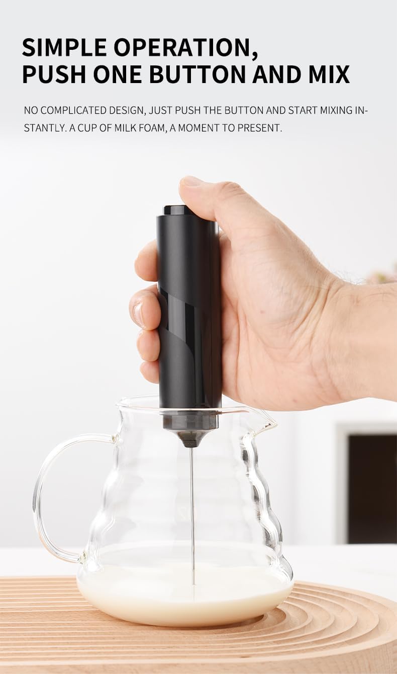 Handheld Electric Milk Frother with Hygiene Cover – Mini Drink Mixer for Coffee, Latte, Cappuccino & Matcha