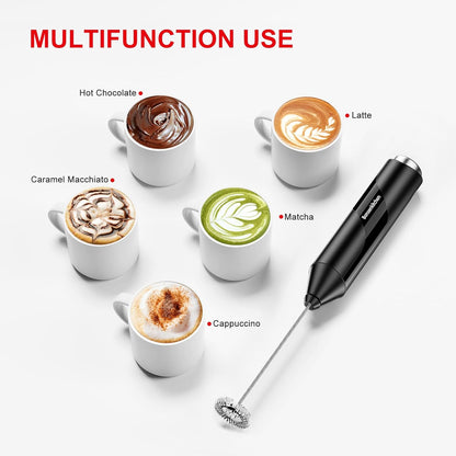 Handheld Electric Milk Frother – Stainless Steel Whisk Coffee Foam Maker for Latte, Cappuccino, Matcha & Hot Chocolate