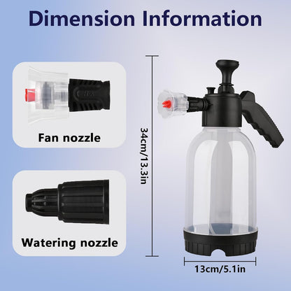 2L Snow Foam Pump Sprayer – Handheld Foam Sprayer with 2 Nozzles for Car Cleaning, Car Wash & Gardening