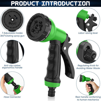 Expandable Garden Hose with 7-Mode Spray Gun – Flexible Retractable Water Hose 25ft 50ft 100ft