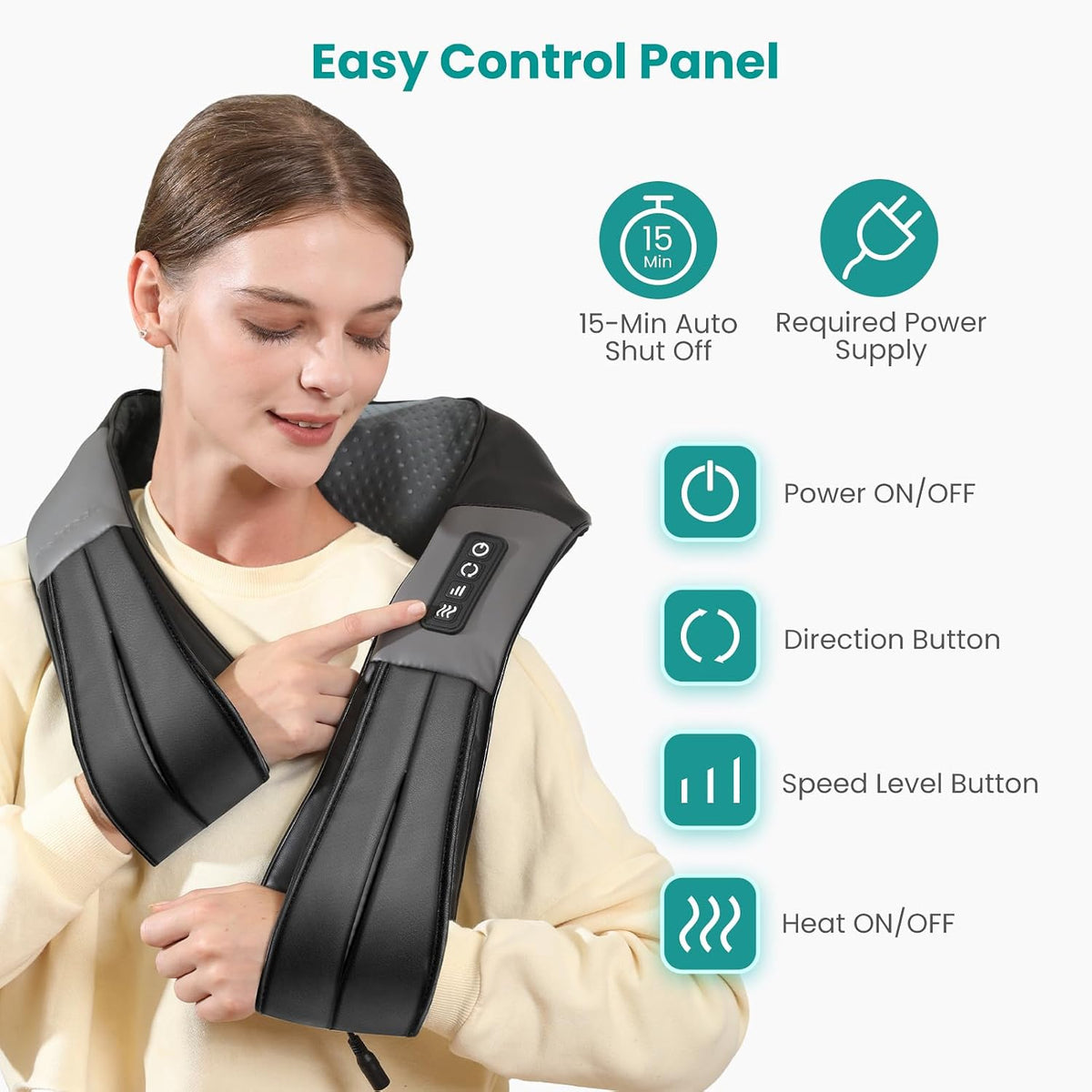 Shiatsu Neck and Back Massager with Soothing Heat, 3D Kneading Massage Pillow for Shoulders, Legs & Body