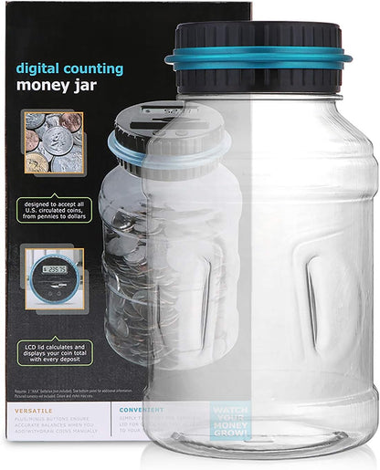 Digital Coin Counting Money Bank Jar with LCD Display – Automatic UK Coin Counter Piggy Bank for Kids and Adults