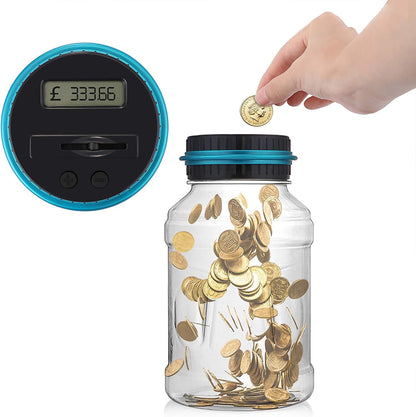 Digital Coin Counting Money Bank Jar with LCD Display – Automatic UK Coin Counter Piggy Bank for Kids and Adults