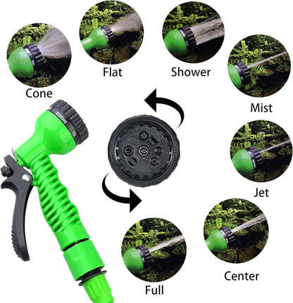 Expandable Garden Hose with 7-Mode Spray Gun – Flexible Retractable Water Hose 25ft 50ft 100ft