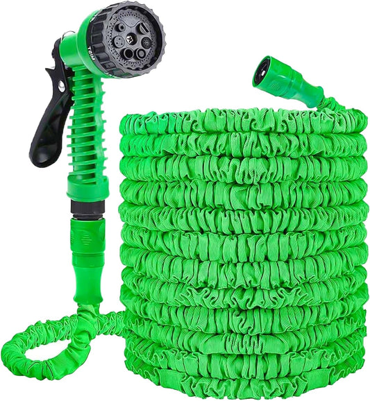 Expandable Garden Hose with 7-Mode Spray Gun – Flexible Retractable Water Hose 25ft 50ft 100ft