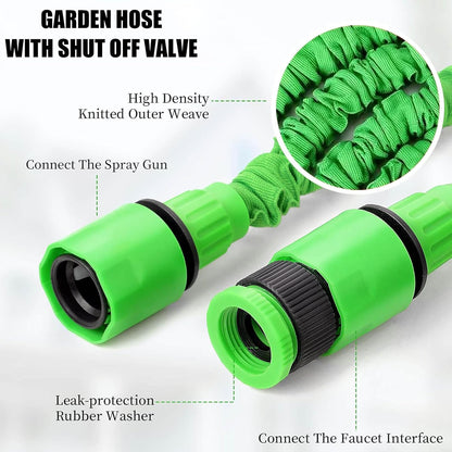 Expandable Garden Hose with 7-Mode Spray Gun – Flexible Retractable Water Hose 25ft 50ft 100ft