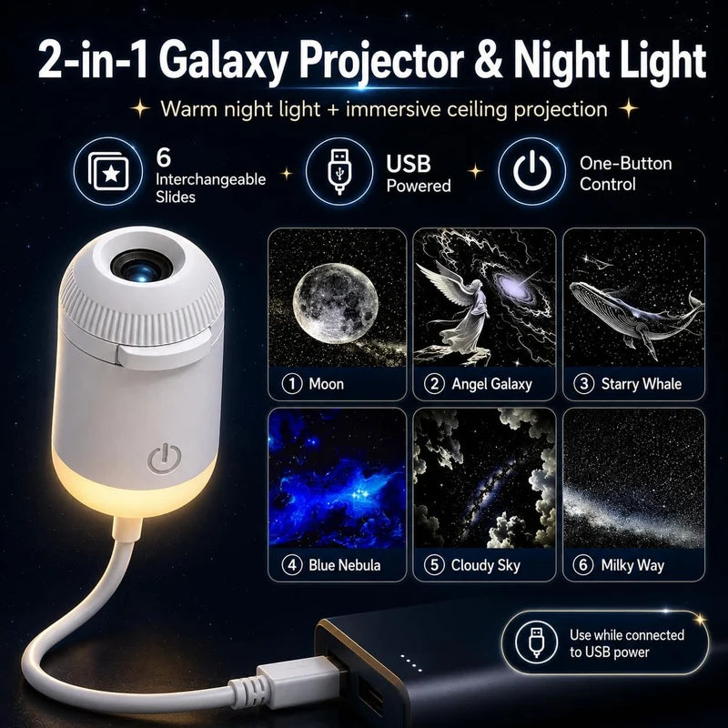 USB Starry Sky Galaxy Projector Night Light