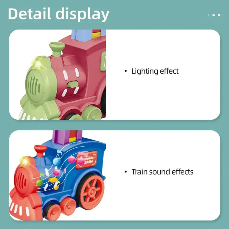 Children Electric Laying Domino Train Automatic Card Casting Brick Block Set Creative Parent-Child Interactive Education DIY Toy