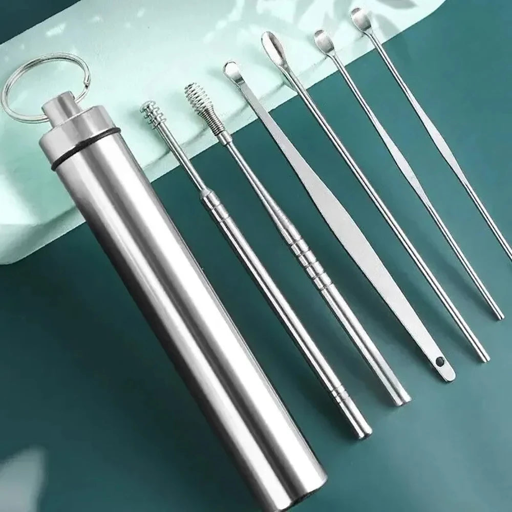 6Pcs/Set Ear Cleaner Ear Care Gadget Earpick Ear Wax Remover Ear Spoon Curette Ear Cleaning Spiral Earpicks Easy Earwax Removal