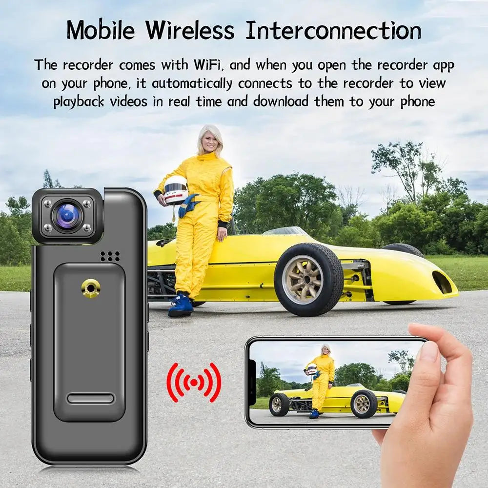 4K Ultra HD Body Worn Camera, Portable Wearable Mini BodyCam with Night Vision, 180° Rotatable Lens, Long Battery Life Video Rec