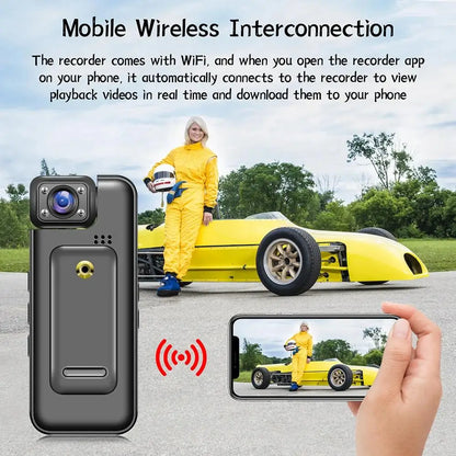 4K Ultra HD Body Worn Camera | Portable Mini Body Camera with Night Vision & 180° Rotatable Lens