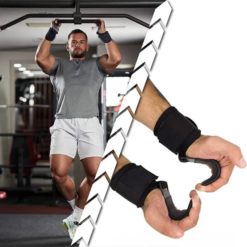 Weight Lifting Hooks Pair Heavy Duty Power Wrist Straps Hand Grip Support For Deadlifts Pull Ups Gym Gloves For Men and Women