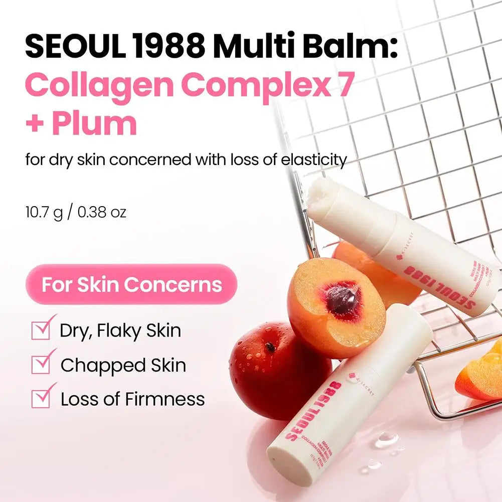SEOUL 1988 Multi‑Balm Collagen Complex 7 Plum Stick Hydrate Dry Skin Improve Skin Firmness Portable Facial Moisturizing Balm