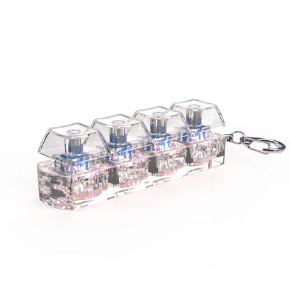 4-Key Fidget Keyboard Keychain, LED Clicker Stress Relief Toy, Crystal Bag Charm