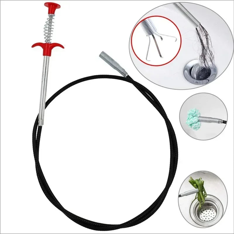 60cm Sink Drain Clog Remover Graspable Pickup Tool Shower Hair Clog Remover Downspout Drain Cleaning Tools Pipeline Dredging