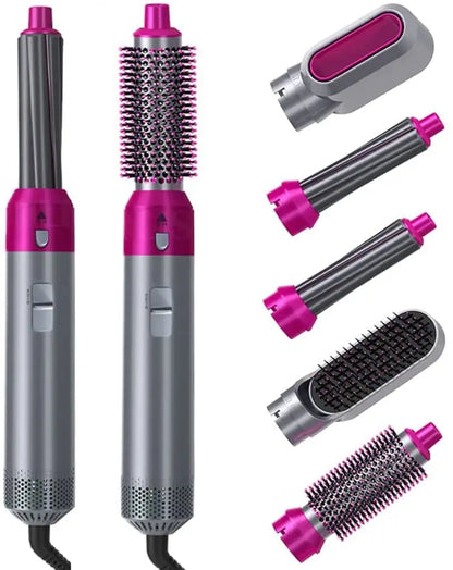 5-in-1 Hot Air Hair Styler Brush with Hair Dryer, Volumizer, Curler, Straightener & Ionic Styling Tools