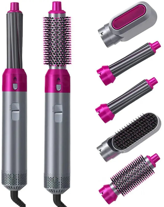 5-in-1 Hot Air Hair Styler Brush with Hair Dryer, Volumizer, Curler, Straightener & Ionic Styling Tools
