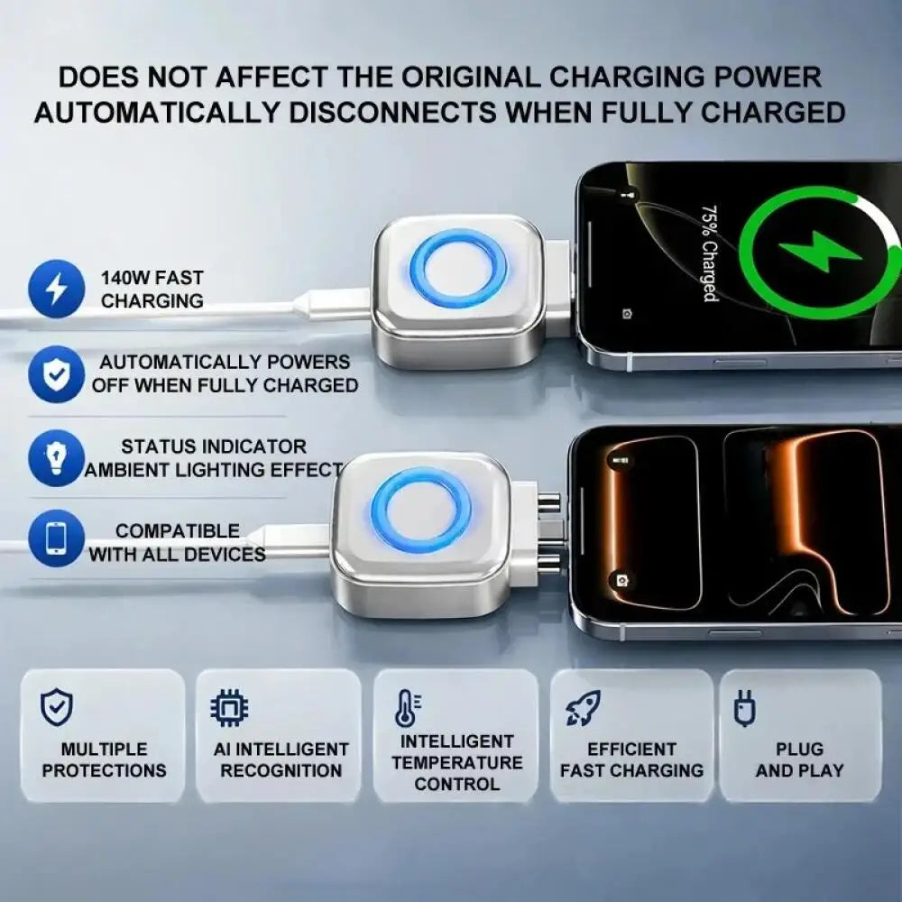 140W USB-C Fast Charging Cable with Digital Display, Auto Power Control & Overcharge Protection