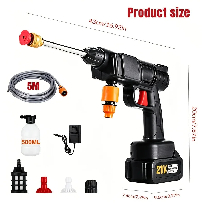 4000PSI Cordless Pressure Washer, 1200mAh Dual Batteries Long Runtime, 6-in-1 Adjustable Nozzle, Portable High-Pressure Water Gun, Powerful Stain Removal, for Car/Patio/ Garden/ Balcony/Floor/ Window/Wheel Hub Cleaning, Gift for Car Owners