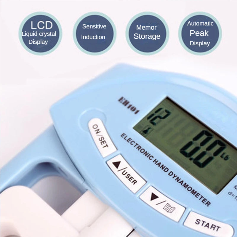 Digital Electronic Hand Dynamometer 90kg/200lbs Counting Gripper Hand Grips Strengthener Measurement Meter Auto Capturing Power