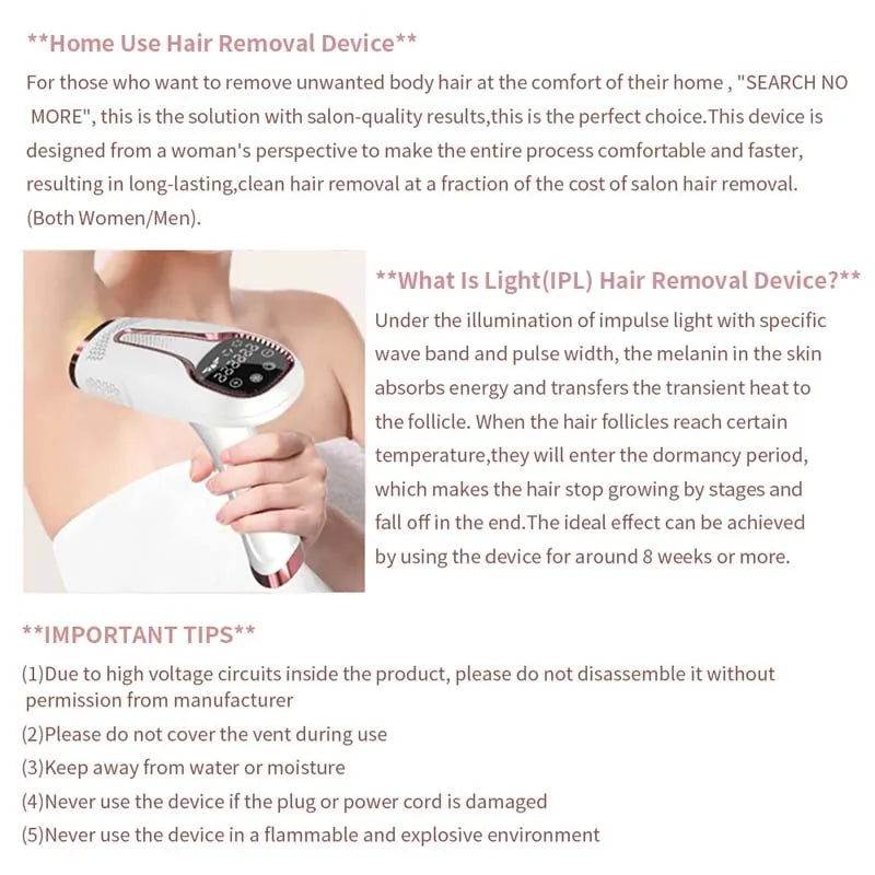 Body Bikini IPL Flashes Depilator Pulses Permanent Laser Epilator Painless For Women Hair Removal Home Use Devices