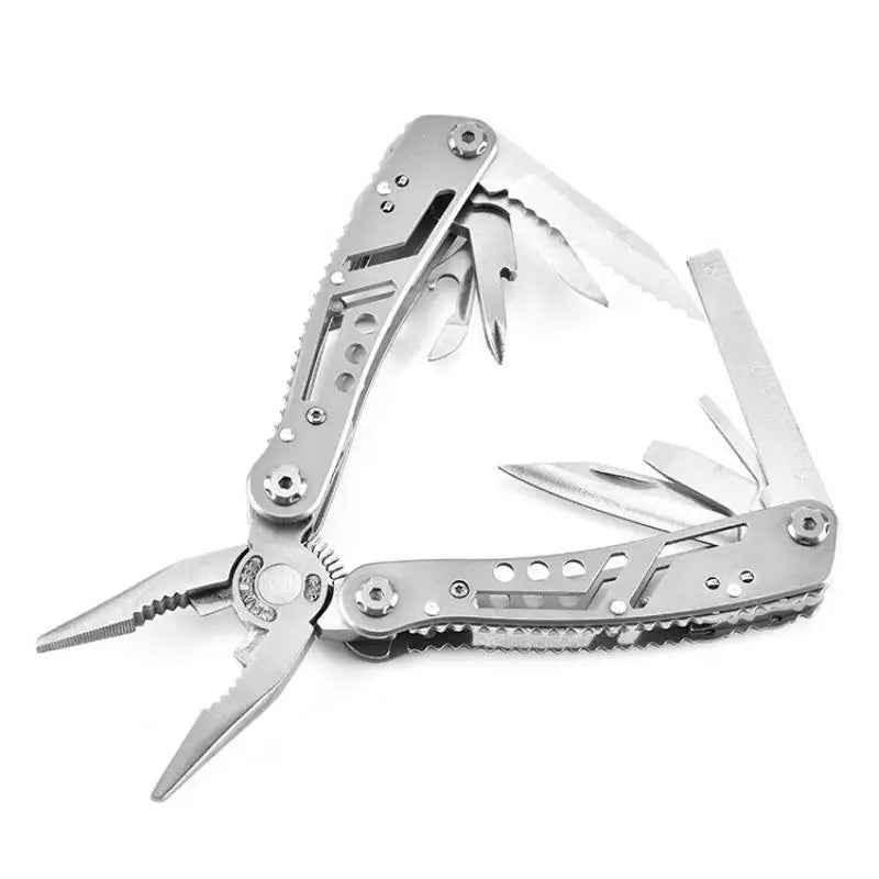 11in 1 Combination Foldable Multifunctional Pliers Portable Emergency Survival Camping Tool with 12 Screwdriver Head Mini Knife