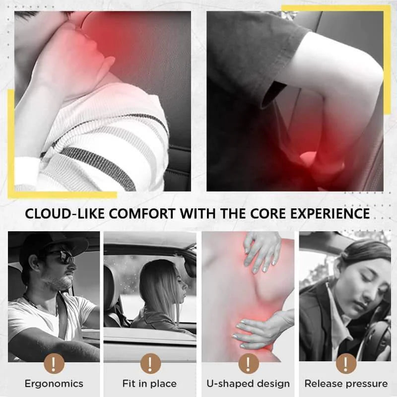 3D Memory Foam Car Seat Headrest Pillow for Head & Neck Support