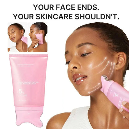 PDRN Collagen Neck Cream with Gua Sha Roller – 5% Volufiline Moisturizer 90g