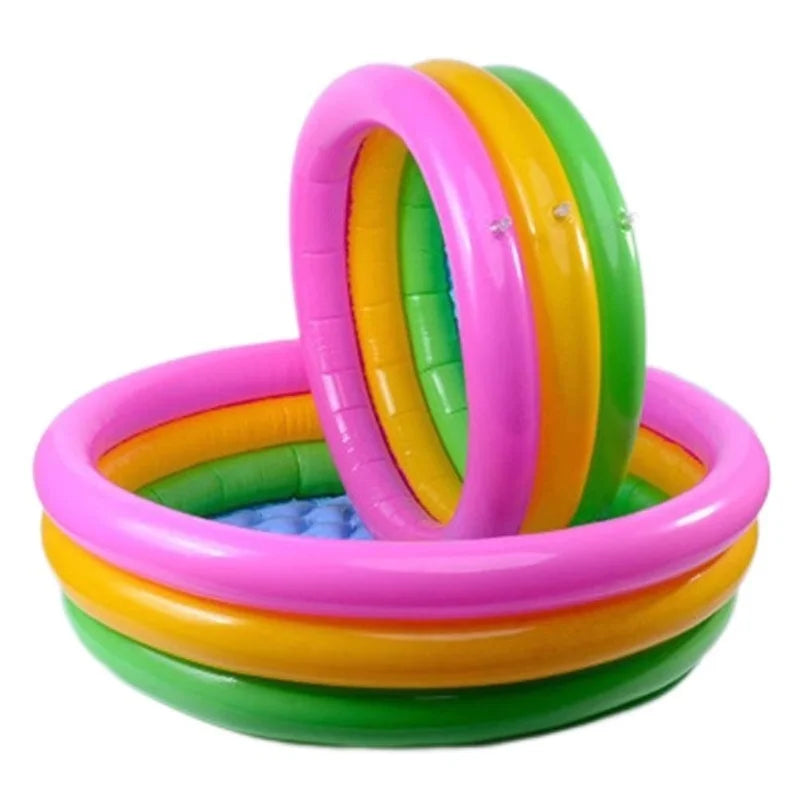 60cm/90cm/114cm Baby Swimming Pool 3 Color Rainbow Round PVC Inflatable Children Little Pump Pool Blow Up Kids Padding Pool
