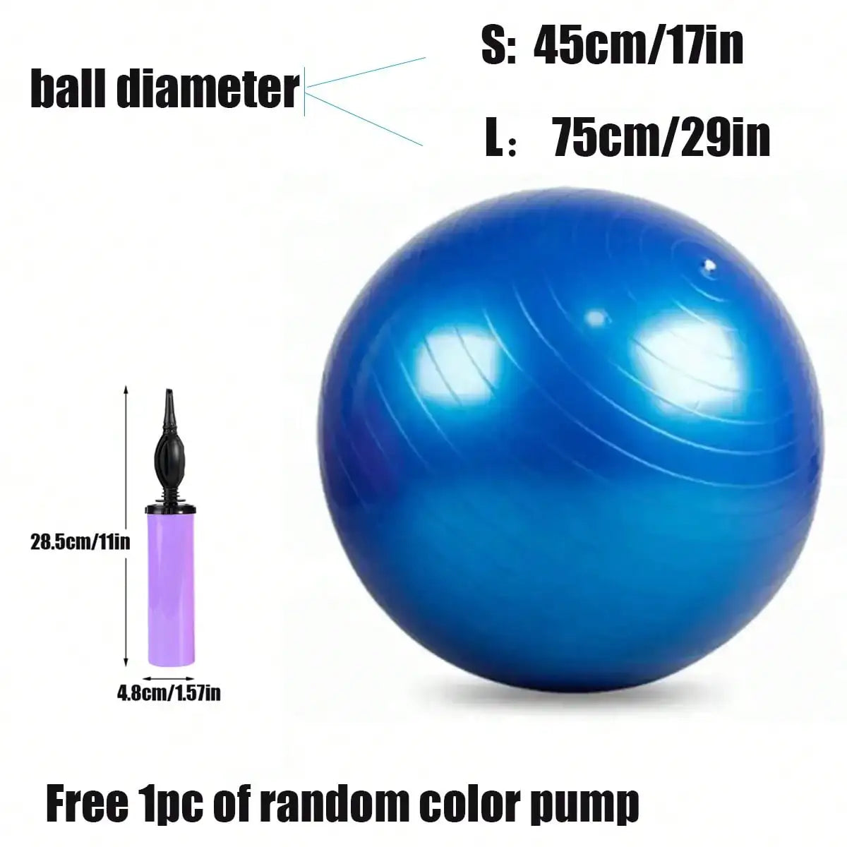1pcs Fitness explosion-proof anti slip yoga ball with quick inflation pump, capable of bearing 2000 pounds