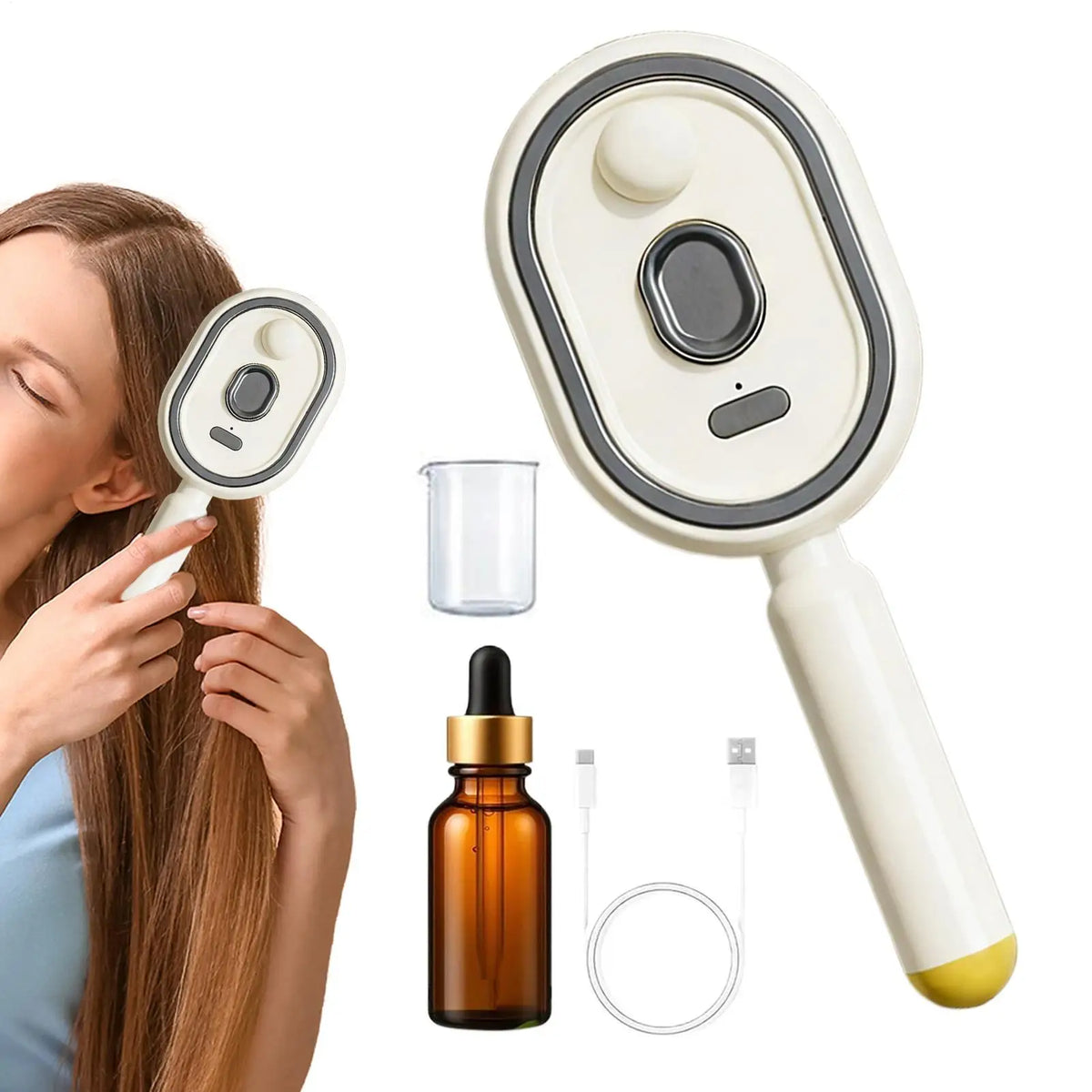 Rechargeable Electric Scalp Massage Comb with Spray Function, Detangling & Anti-Static Hair Care