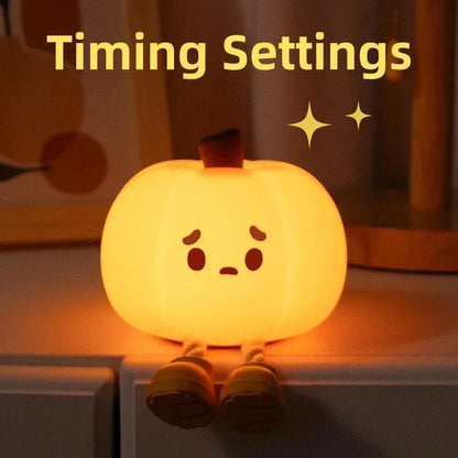 Silicone LED Pumpkin Night Light with Soft Glow for Kids' Bedroom & Bedside Decor