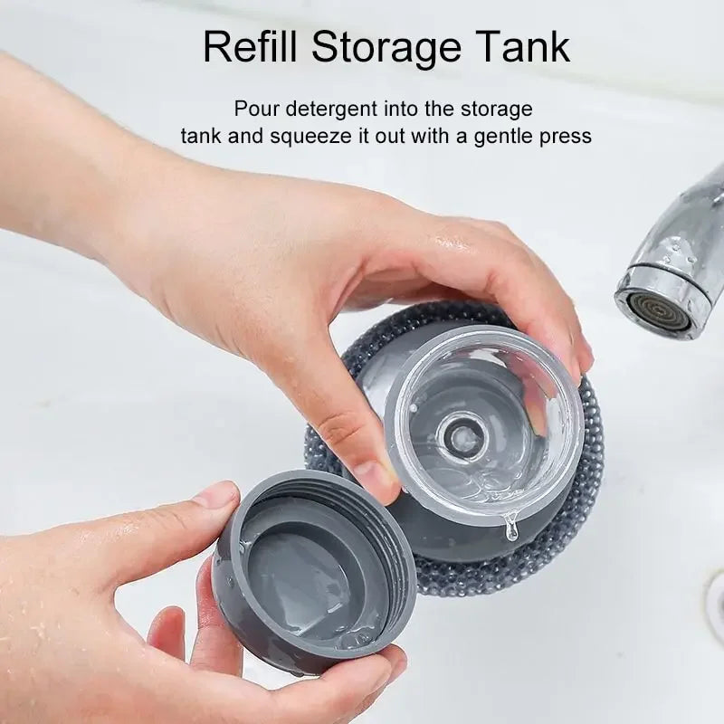 1/2/3/4pcs Portable Kitchen Soap Dispensing Dishwashing Tool Brush Easy Use Scrubber Wash Clean Tool Kitchen Cleaning Tool