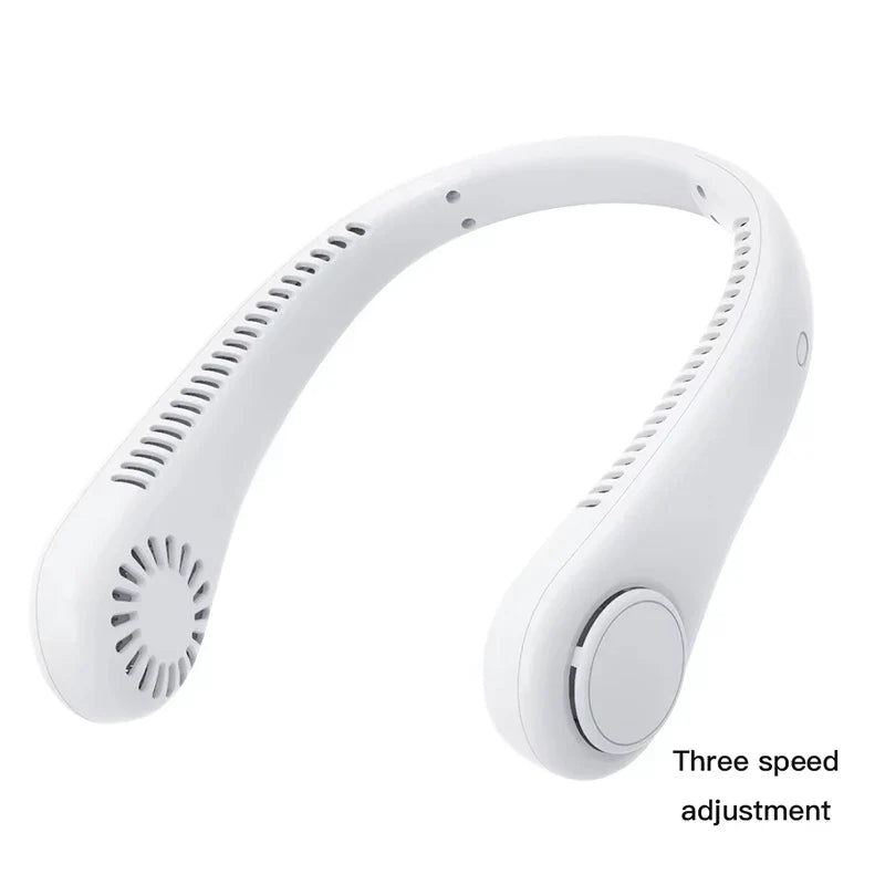 Portable Bladeless Neck Fan with Digital Display – USB Rechargeable Hands-Free Cooling Fan