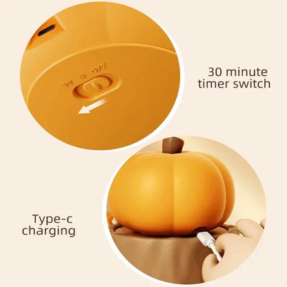 Silicone LED Pumpkin Night Light with Soft Glow for Kids' Bedroom & Bedside Decor