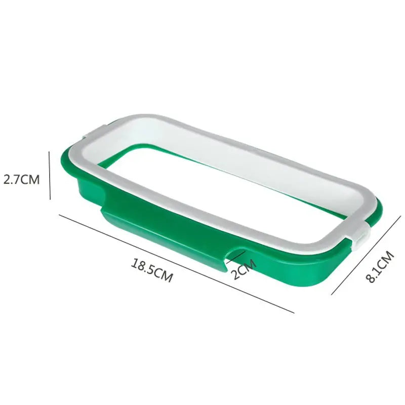 1pc Green Stylish Hanging Garbage Bag Rack with Cover Portable Kitchen Cabinet Rubbish Bag Plastic Rack Support Holder