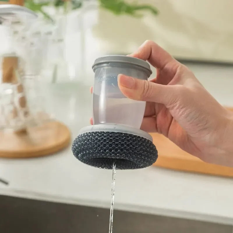 1/2/3/4pcs Portable Kitchen Soap Dispensing Dishwashing Tool Brush Easy Use Scrubber Wash Clean Tool Kitchen Cleaning Tool