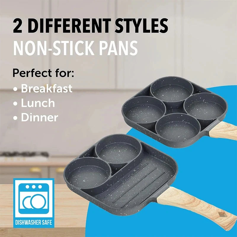 Pancake Egg Frying Pan 4 Cups Omelet Poached Egg Pan for Breakfast Divided Coating with Non Sticking Handle